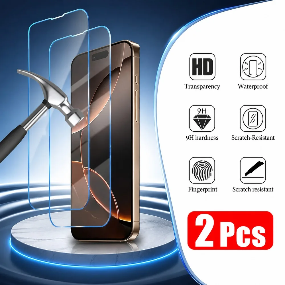 2PCS Premium Tempered Glass Screen Protector with HD Clarity
