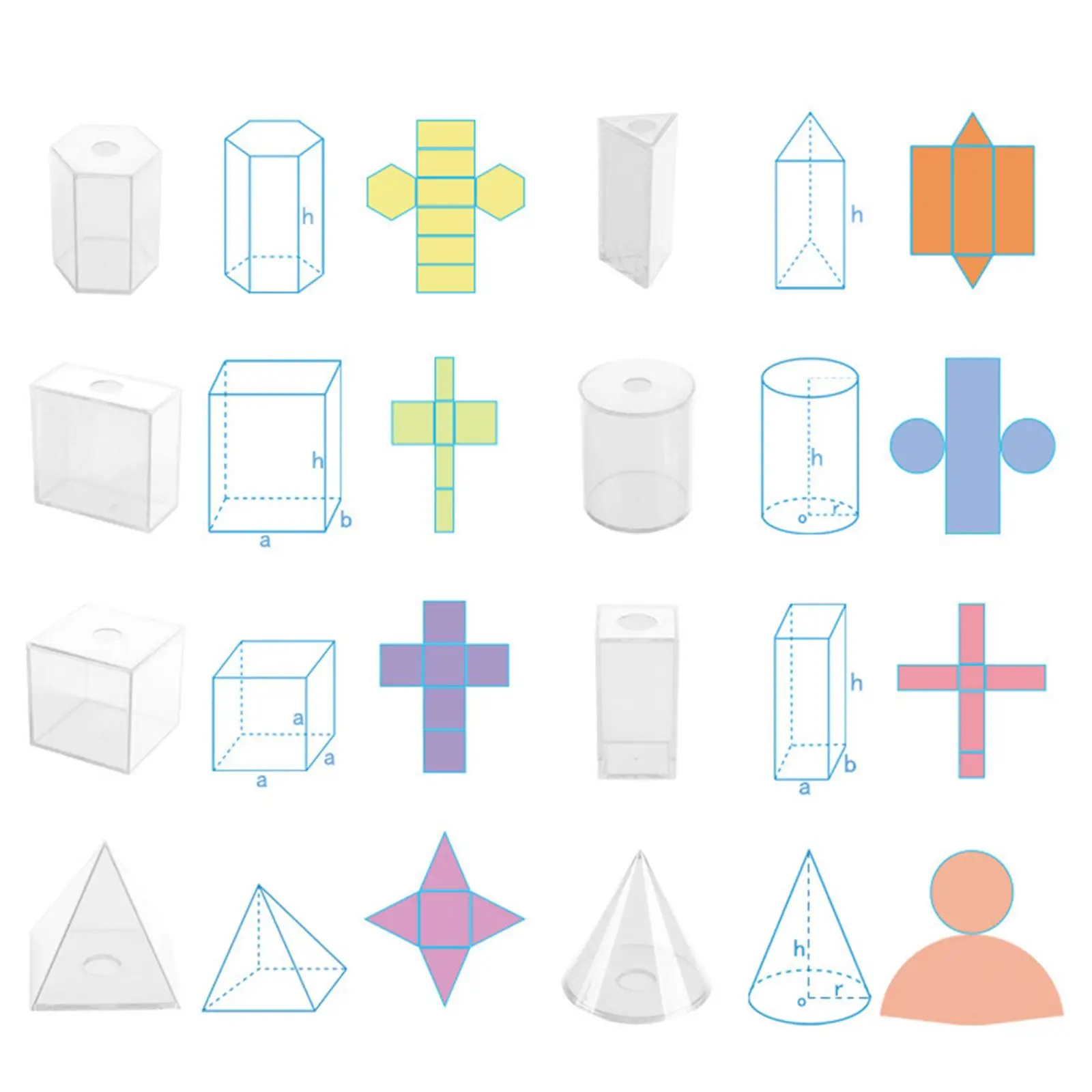 

3D Geometric Solids 3D Shapes Geometric Blocks Early Educational Toy Pattern Blocks for School Supplies Home Elementary Kids