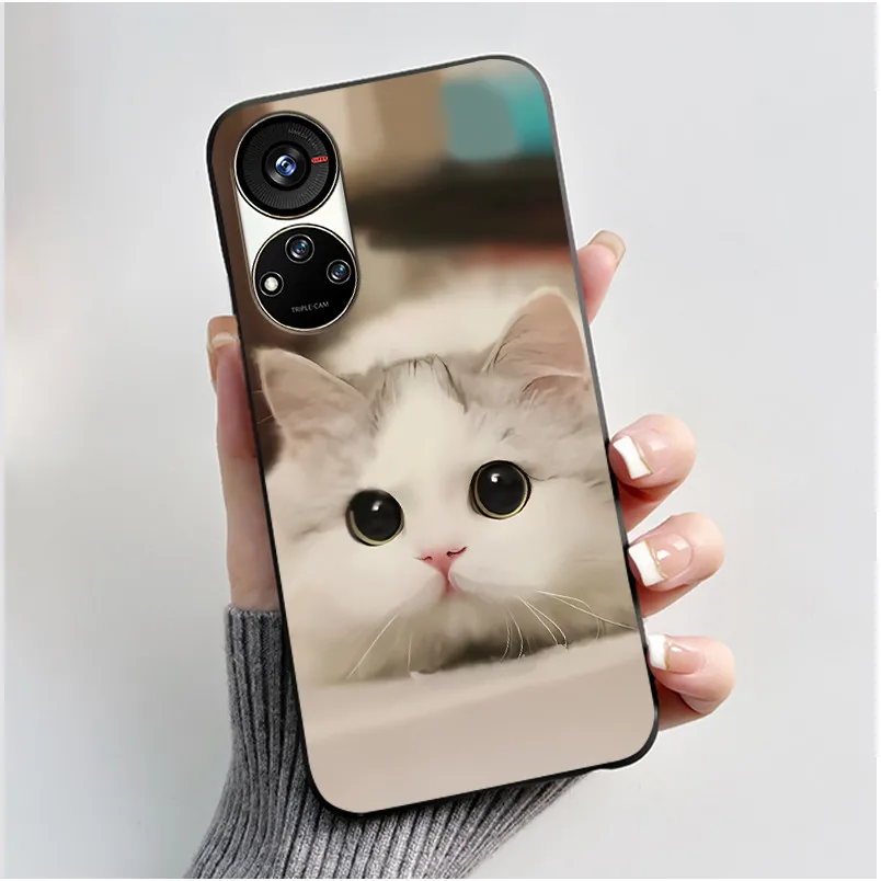 Cute Cartoon Soft Silicone Protective Phone Case - Black