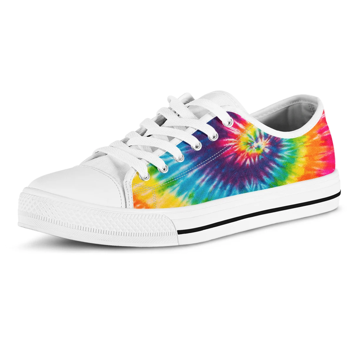 Rainbow Tie Dye White Black Canvas Shoes Lazy Shoes Student Cloth Shoes Womens Flats Breath Comfort Sneakers Women