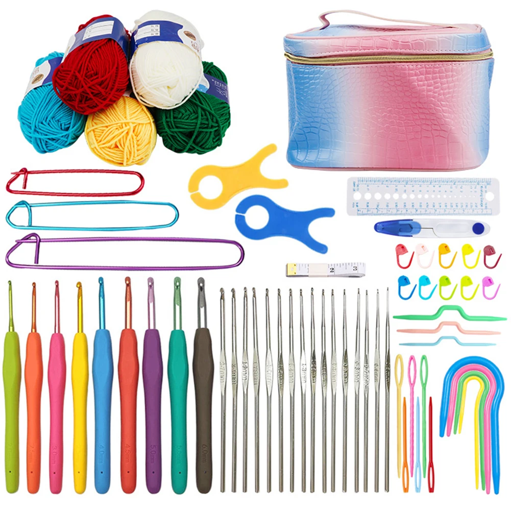 

Knitting Crochet Kits 22*16*15cm DIY Easy To Store Handmade Multiple Styles Portable Wool+metal+plastic+polyester