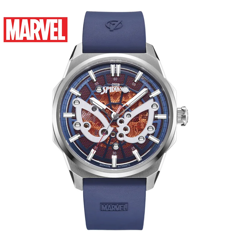 

Disney Marvel automatic mechanical watch Spiderman hollow rubber trend men's Watch Water Resistant Automatic Self-Wind Rubber
