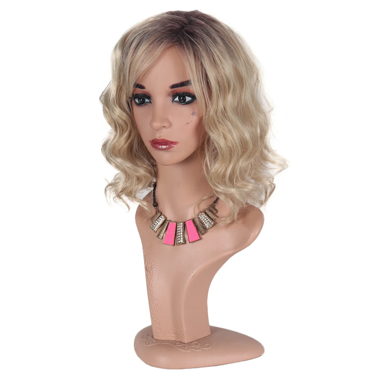 

Short Curly Synthetic Wigs Golden Party Hair for Women Curly Blonde Wig Cosplay Party Heat Resistant Synthetic Hair