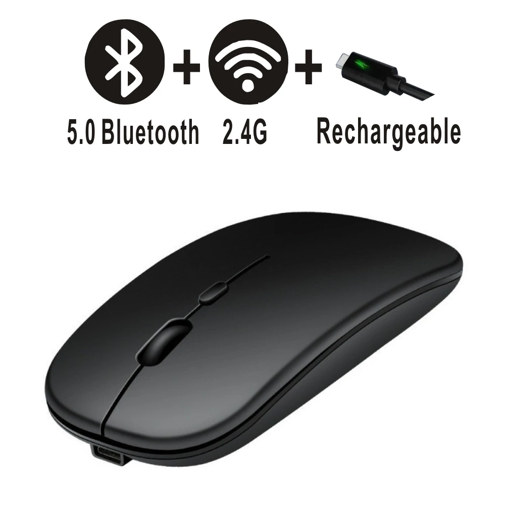 

New Bluetooth+2.4 USB Mouse Rechargeable Wireless Dual Mode 5.0 Silent Computer gaming Ergonomic Mouse for PC Laptops
