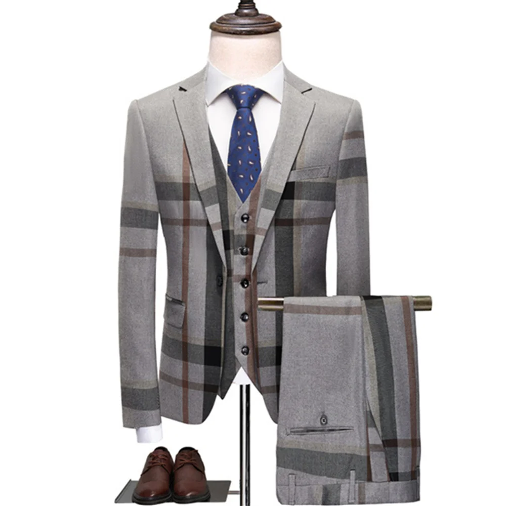 Elegant Suits for Men 2023 New in Casual Business Blazers Pants Vest Set 3 Pieces Set Men's Luxury Formal Suit for Wedding