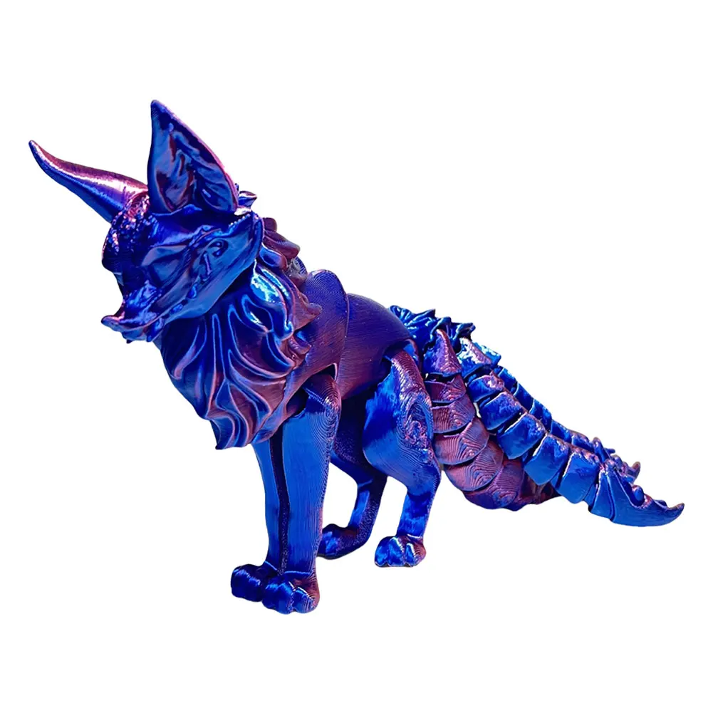 3D Printed Plastic Nine Tailed Fox Figure for Desk