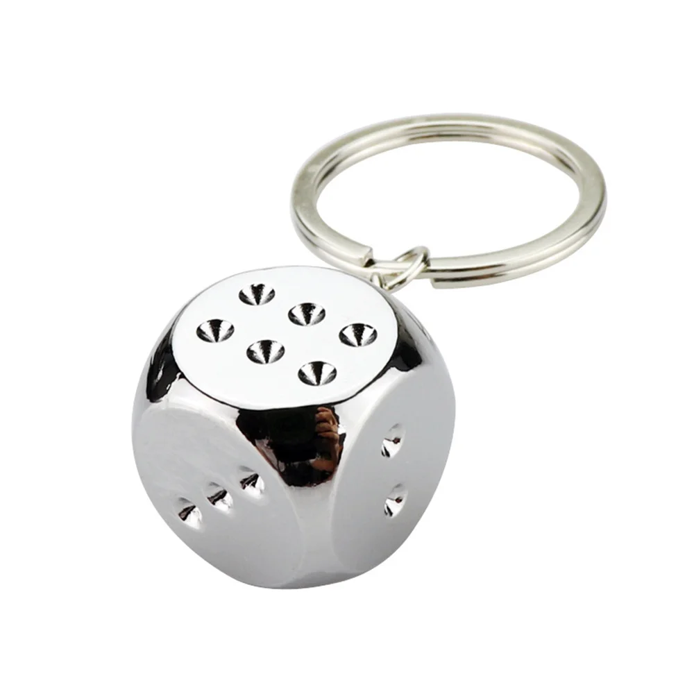 

1 Piece 2cm*2cm*2cm Metal Point Dice With Key Chain Kirsite Cube Club Souvenir Accessory Key Chains