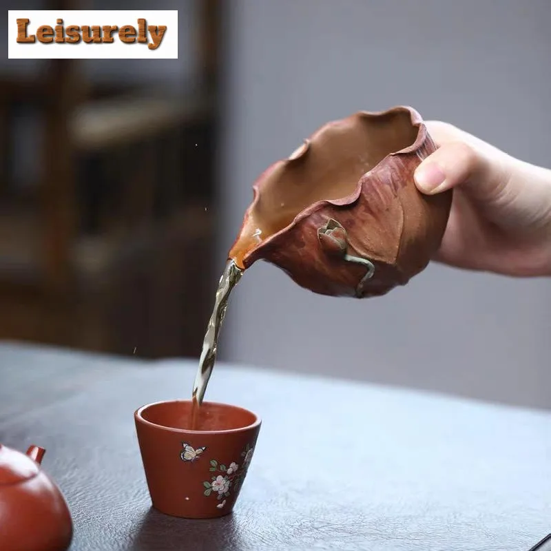 210ml Yixing Zisha Lotus Tea Pitcher Pour Tea Fair Cup Cha Hai Dispenser Household Justice Cup Fair Mug Cafes Gift Accessories