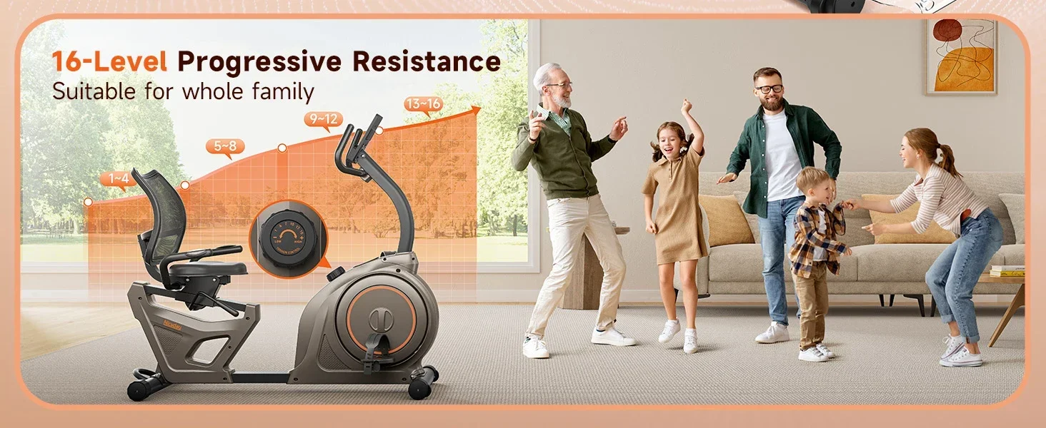 Recumbent exercise bike for home