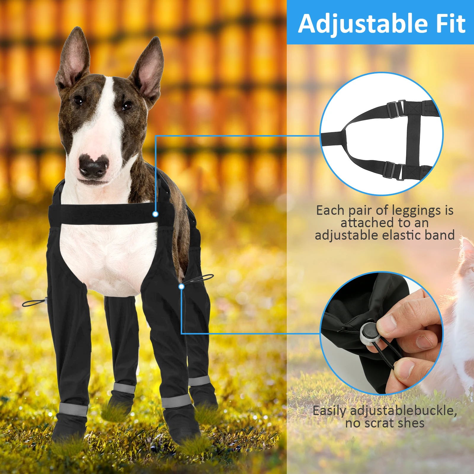 Dog Suspender Boots Adjustable Dog Shoes Reflective Dog Paw Boot Leggings Waterproof Pet Breathable Shoes Outdoor Pet Accessory