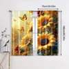 2pc,  Window Drapes sunflower 100% Polyester,Without Electricity Festive Holiday Perfect for Holiday Decor 3