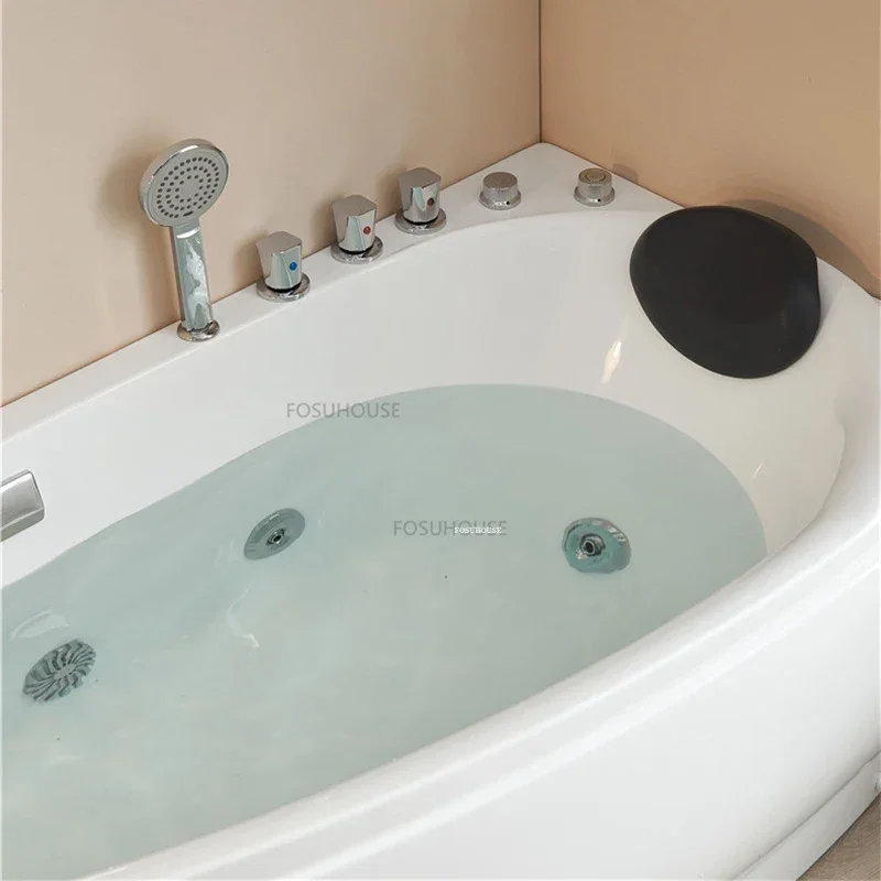 Acrylic Design Bathtubs Modern Household Bathroom Hydromassage Bath Adults Crescent Arc Detached Creative Mini Thicken Bathtub 4