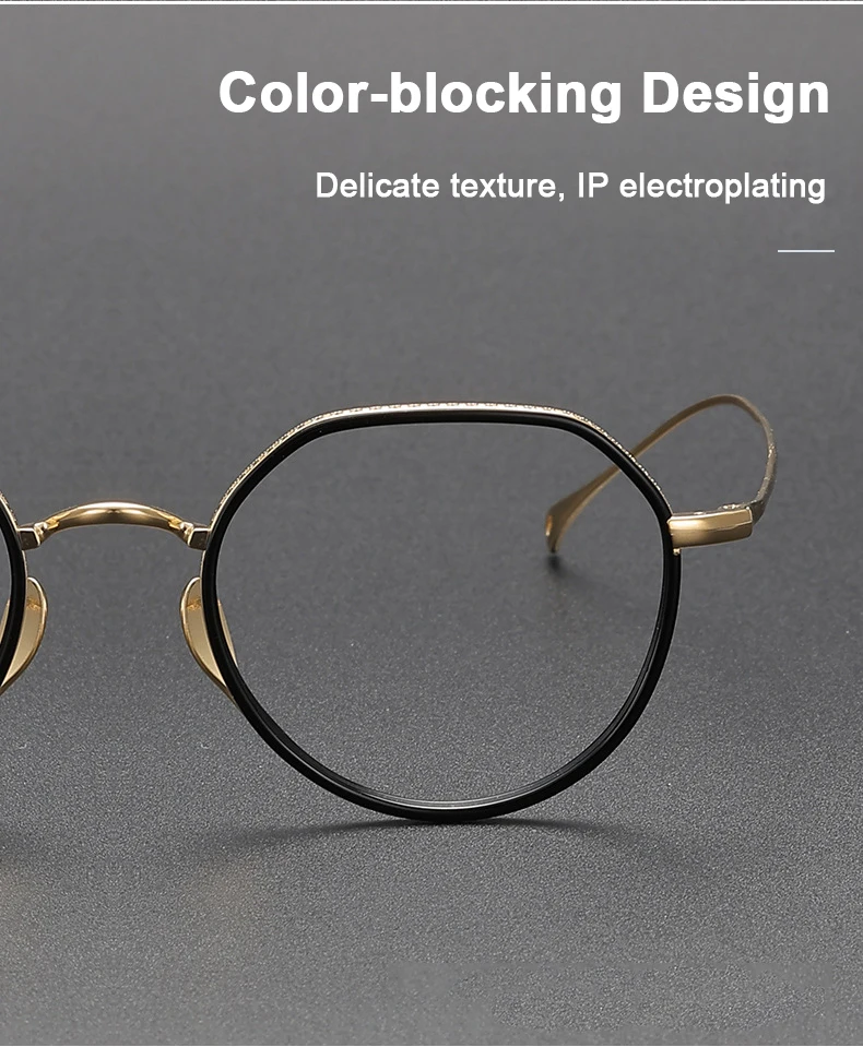 Japanische Designer-Replik, handgefertigt, Polygon, reines Titan, Brillengestell, modische Luxusmarke, kleine ovale Herren- und Damenbrillen – Detail 6
