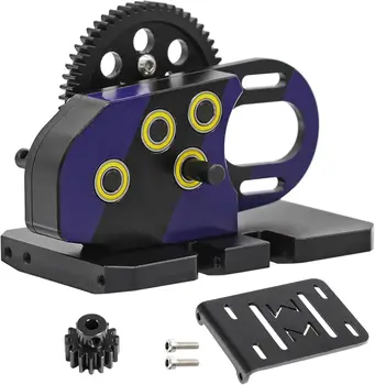 Black AMK 1/10 Overdrive 30% Metal Differential LCG Transmission with POM Skid Plate for RC Crawler Axial SCX10 Capra Element Gspeed 7