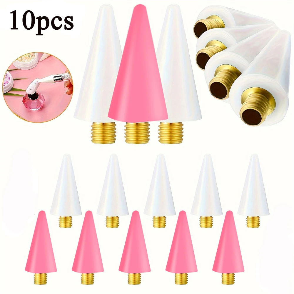 10pcs Replaceable Nail Dotting Pen Wax-Head Rhinestones/Beads/Gems Picker Tools