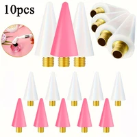 10pcs Pink/White Replaceable Nail Dotting Pen Wax-Head Rhinestones/Beads/Gems Picker Dotting Pen Replace Wax Head Nail Tools 1