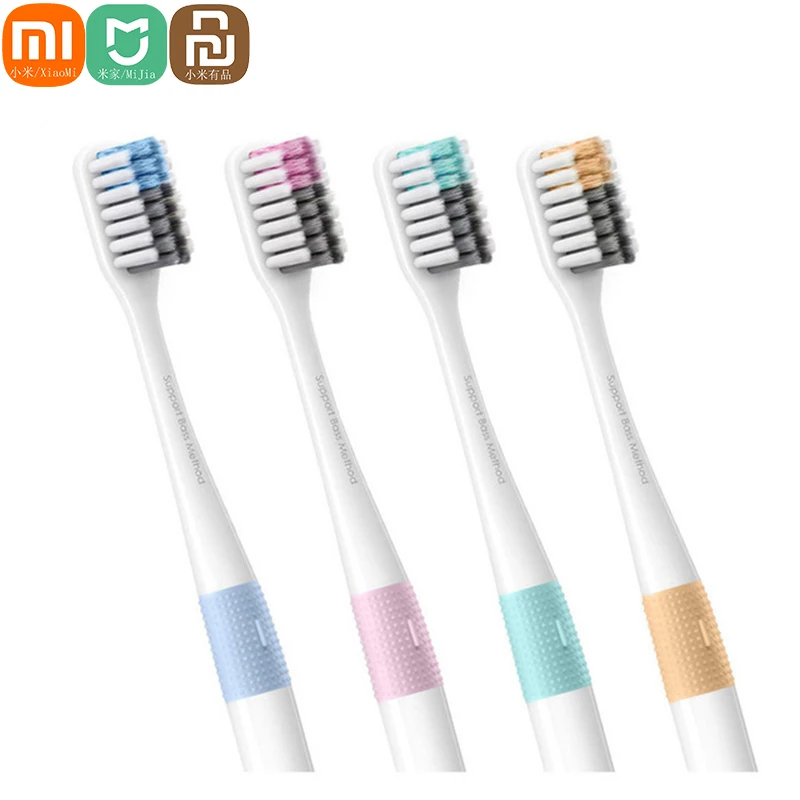 Mijia-cepillo de dientes inteligente Doctor B, Original, 4 piezas, método de bajos, Manual, suave, 4 colores/lote con caja de viaje