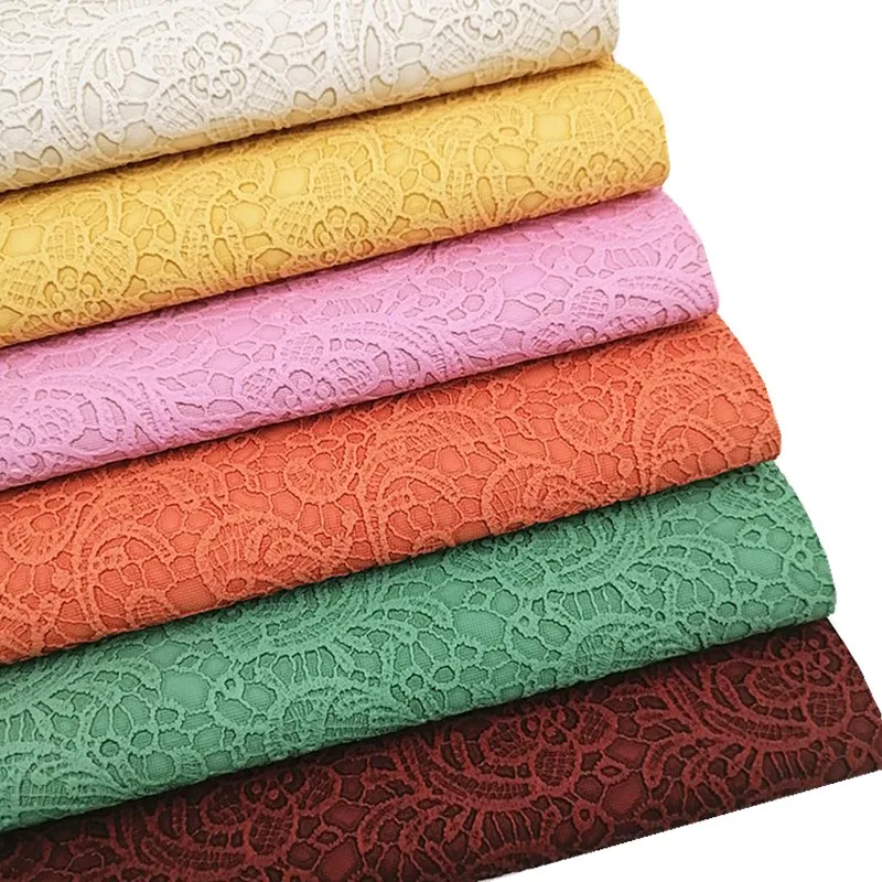 Lace Embossed Synthetic Leather Sheets Solid Fabric Sheets Faux Leather For Bags Shoes Bows DIY Craft Sheets Mini Rolls W037
