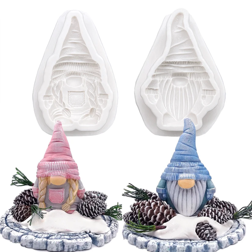 Weihnachts- und Erntedankfest-Zwergfiguren Silikon-Zuckergussform Cupcake-Backform Fondant-Kuchendekorationswerkzeuge – Detail 4