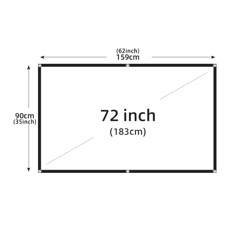 MIXITO Projection Curtain 16: 9 Ratio Hight-Density 60-200 Inch Foldable Anti-Crease Portable Movie Projector Screen - Image 8