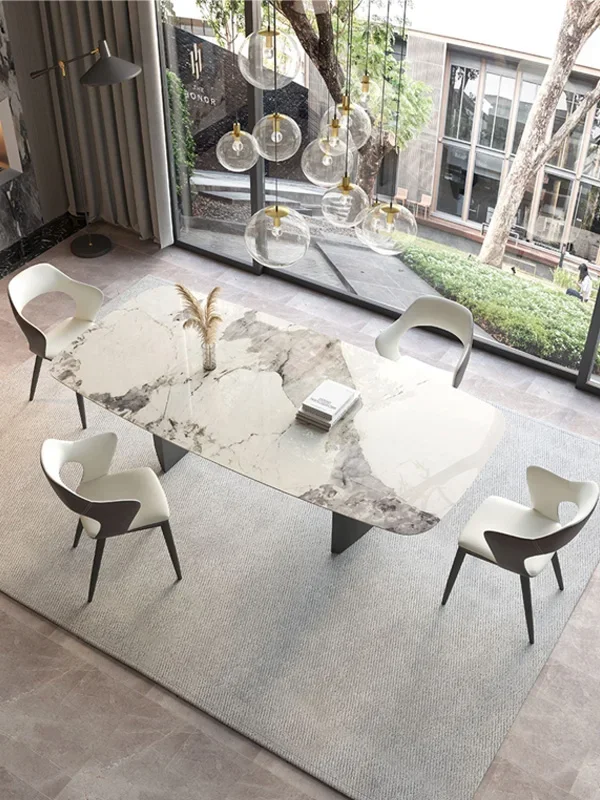 

Italian rock plate table, table, island table, modern light luxury, high-end simple negotiation table and chair combination