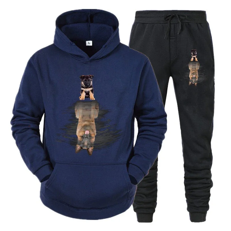 thumbnail image 1 of Chándal para hombre con estampado divertido de perro, ropa deportiva para correr, sudadera con capucha y pantalón de moda, conjunto de 2 piezas para amantes de los perros y animales, conjunto deportiv, 1 of 5