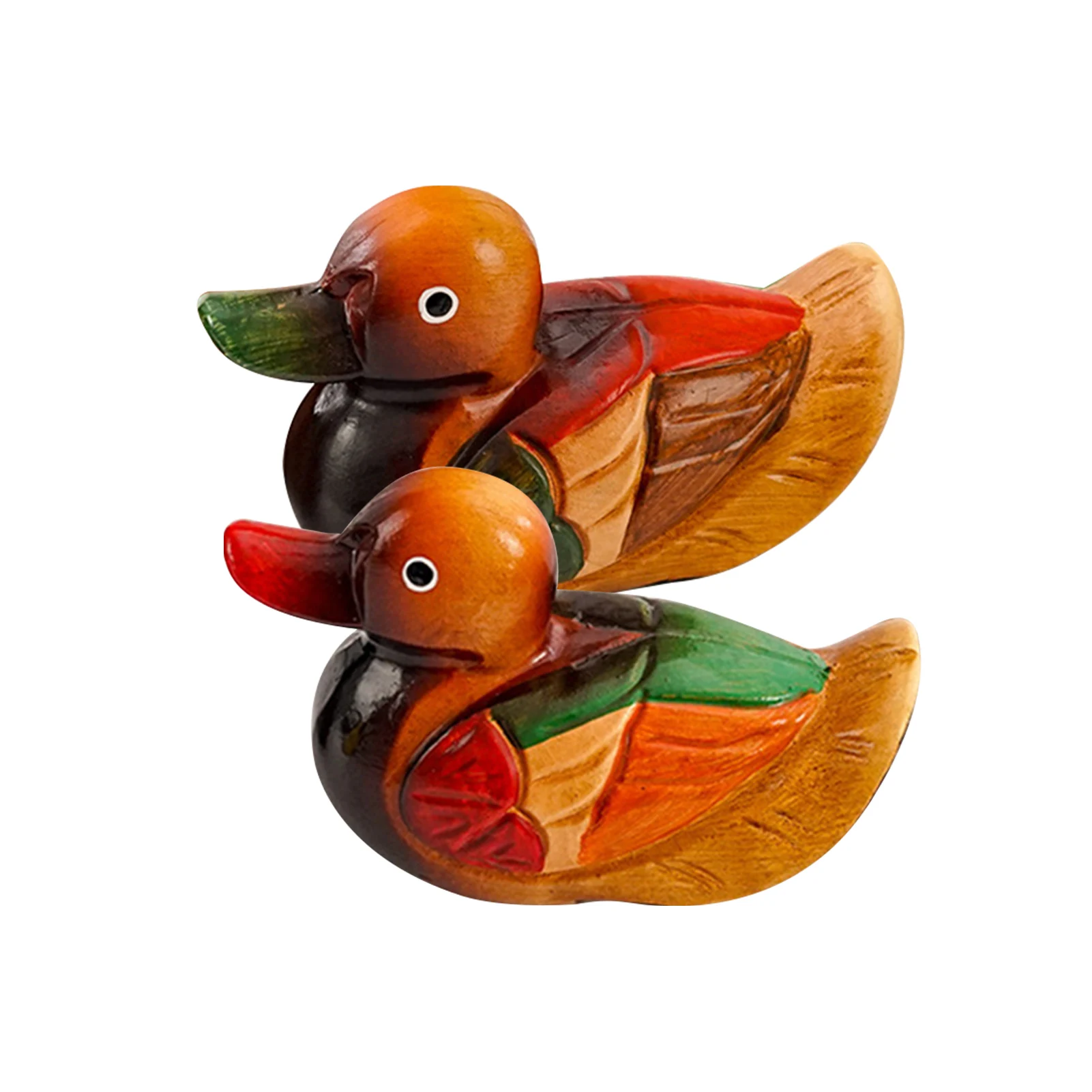 

2pcs Gift Mandarin Duck Ornament Home Wood Model Bedroom Anniversary Day Sculpture Handmade Craft Desktop Party Happy Wedding