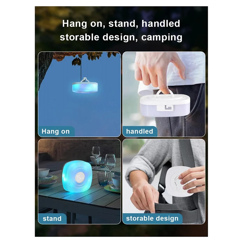 ABLU-Nachtlampje LED Night Light Smart APP RGB Camping String Lights Outdoor Waterproof Rechargeable Room Atmosphere Lamp 5M