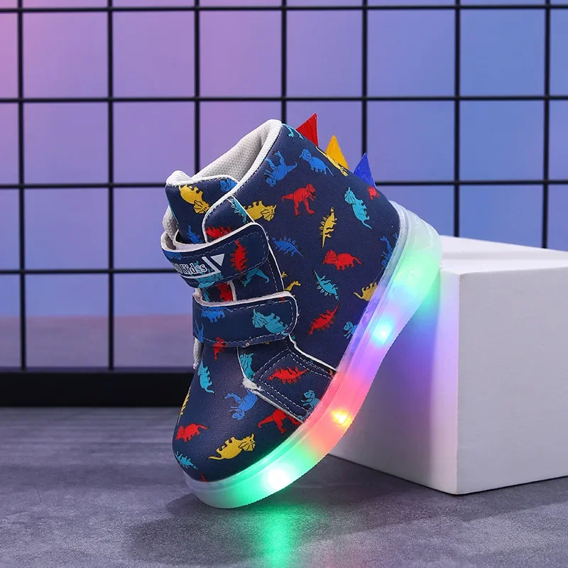 Children's Sports Shoes Cartoon Dinosaur Kid's LED Illuminated Light Shoes 1-6 Year Old Boys' Sports Leisure Sneakers sports shoes kids sneakers kids shoes kids sports shoes
