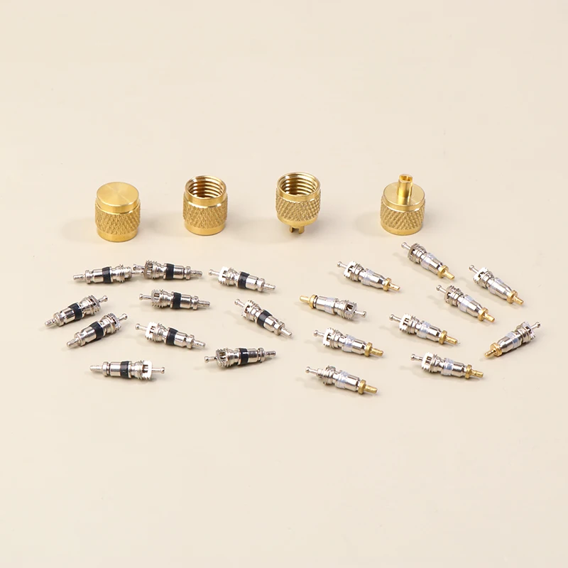 10Pcs Brass Valve Cores Replacement AC HVAC/R Field Service Tool Refrigerant Valve Core Remover Removal Tool HAVC