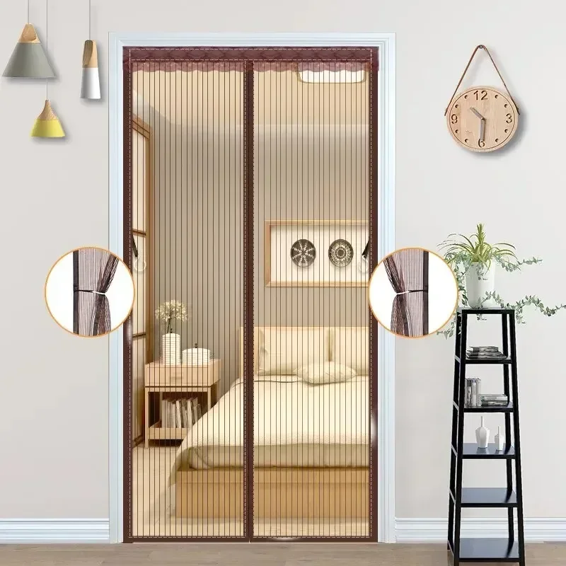 magnetic screen door curtain Heavy Duty Magnetic Screen Door Mesh Curtain Mosquito Net Bug Hands Free Partition Mute Striped Door Curtain Bedroom Ventilation
