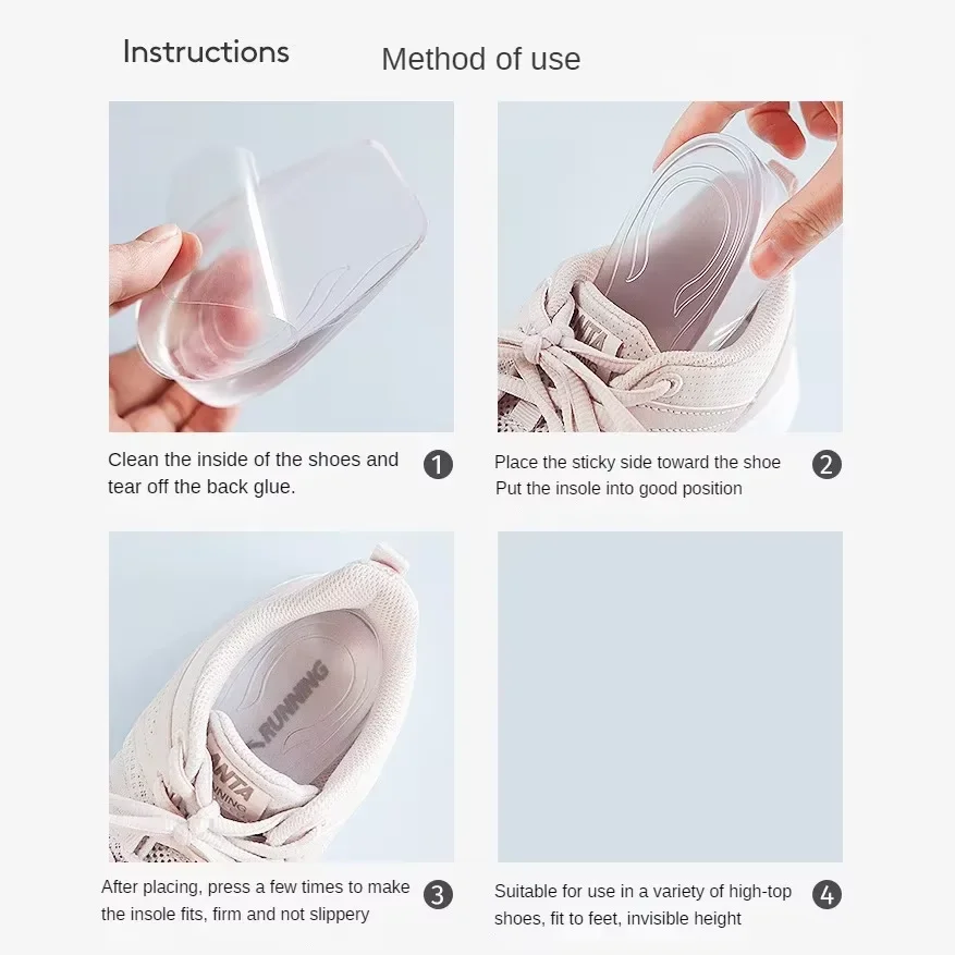 High Quality Heightened Insole Height Increase Half Shoes Pad Men Women Silicone Gel Invisible Growing Heel 1.5-3.5cm Lift Soles