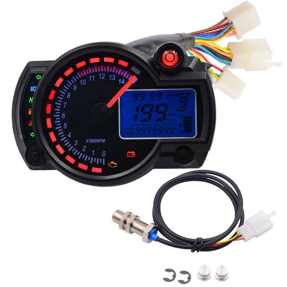 

Motorcycle Modified Instrument Panel 12V LCD Display Adjustable Mile Oil Meter Water Temperature Meter Mileage 2-4 Cylinder