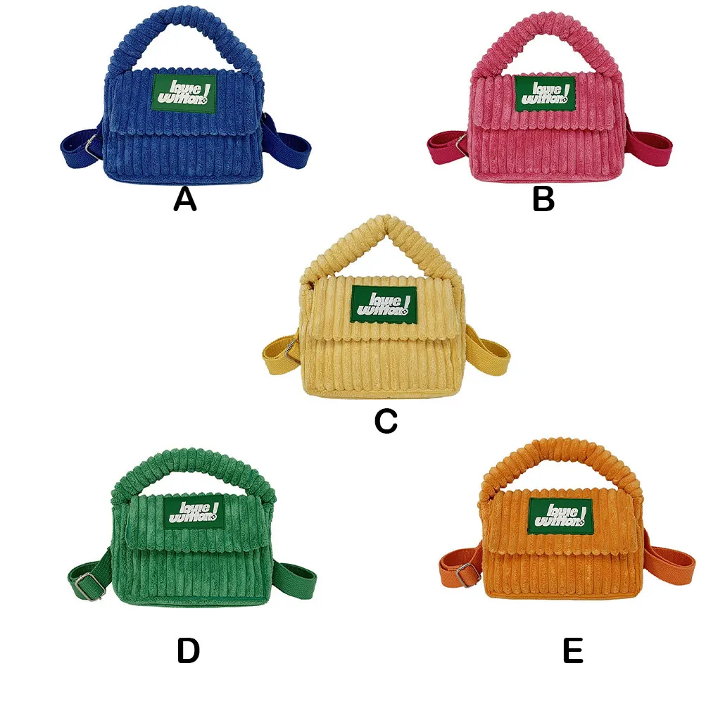 Bright colors Corduroy Women Shoulder Bag cute girl Solid Color Small square Crossbody bag Casual Designer Handbag