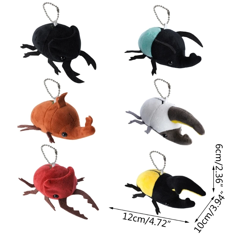 Plush Insect-Beetle Cartoon Plush Keychain Ornament Kids School Bag Pendant GXMB