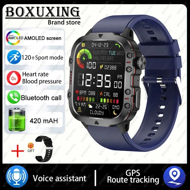 For Xiaomi Rugged Military GPS Smart Watch Men AMOLED 1.96 12