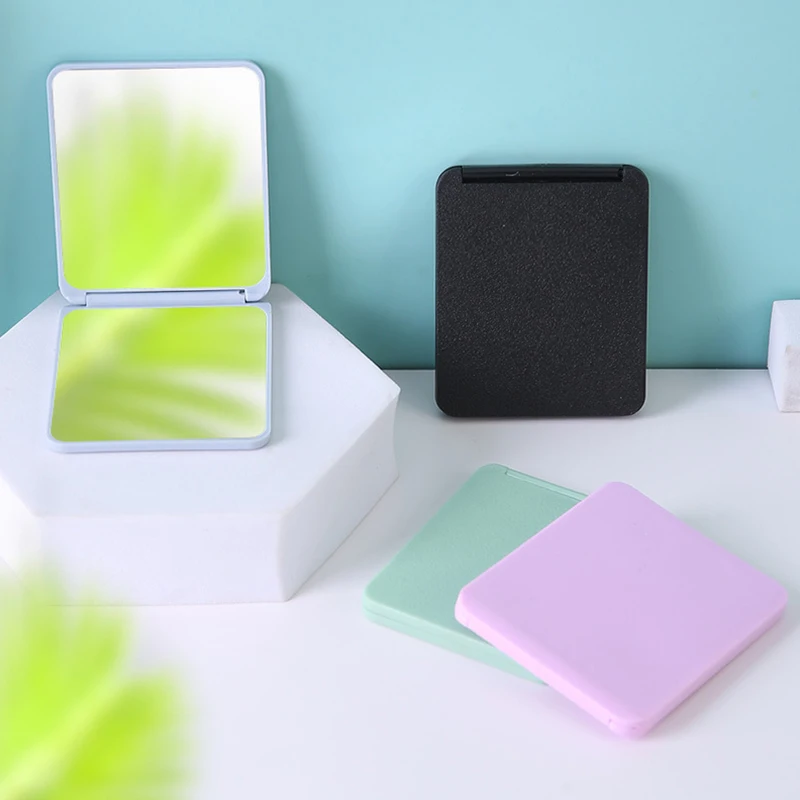 1PC Plastic Folding Mirror Pocket Mini Portable Makeup Mirrors Travel Hand Small Mirror Vanity Foldable Compact Cosmetics Tools