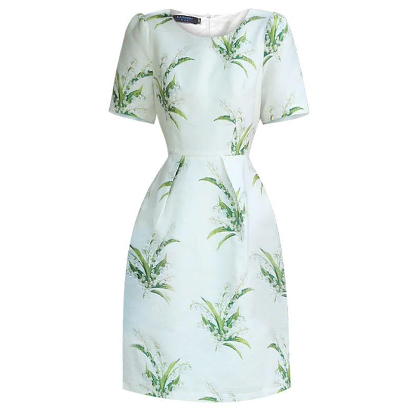 

Summer Jacquard Dress Puff Sleeve Above Knee Mini Dress Embroidery Women Dress Sweet Girls Party Evening Clothing Wedding Dress