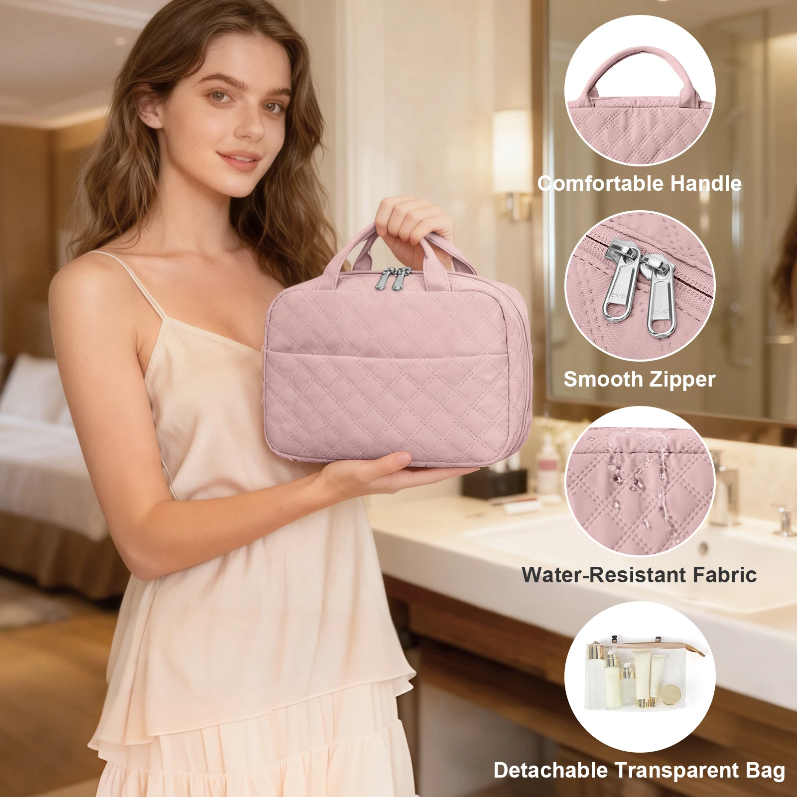 Portable Cosmetic Storage Bag，Makeup Bag Cosmetics Storage Kit Large Capacity Travel Toiletry Bag Makeup Bag Ins Advanced Sense