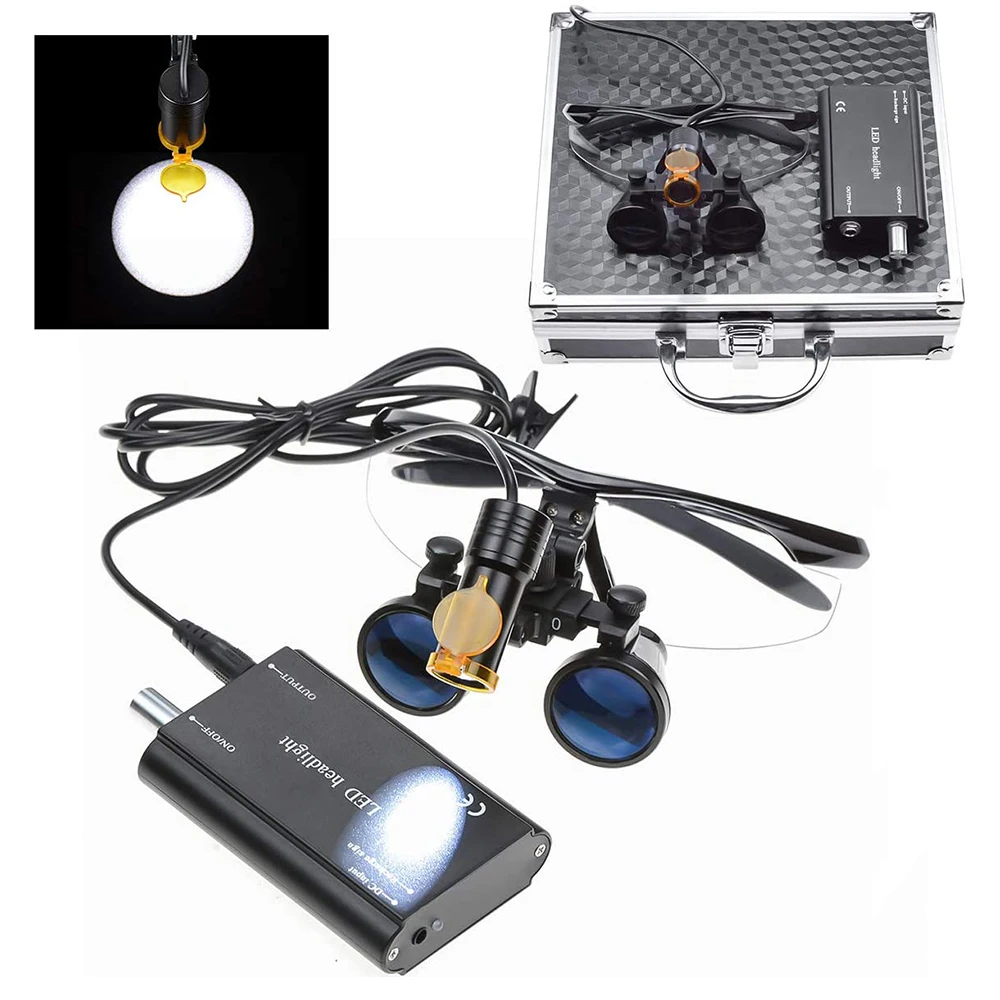 Dental Loupes Magnifier Magnifying Glass With Led Light Stand 2.5x 3.5x