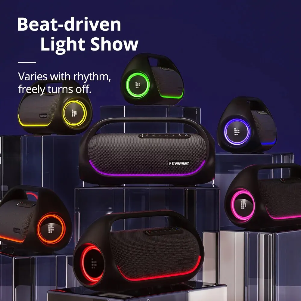 Tronsmart Bang 블루투스 스피커, 무손실 고해상도 오디오, 헤비 베이스, 앱 제어, 휴대용 핸들, 파티용, 60W