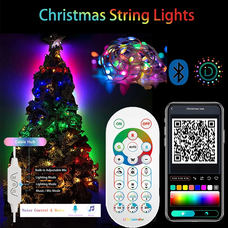 

20M LED String Light MIC Bluetooth APP Remote USB Smart Garland Lamp Festoon Led Outdoor Indoor Home Decor Party Christmas Light