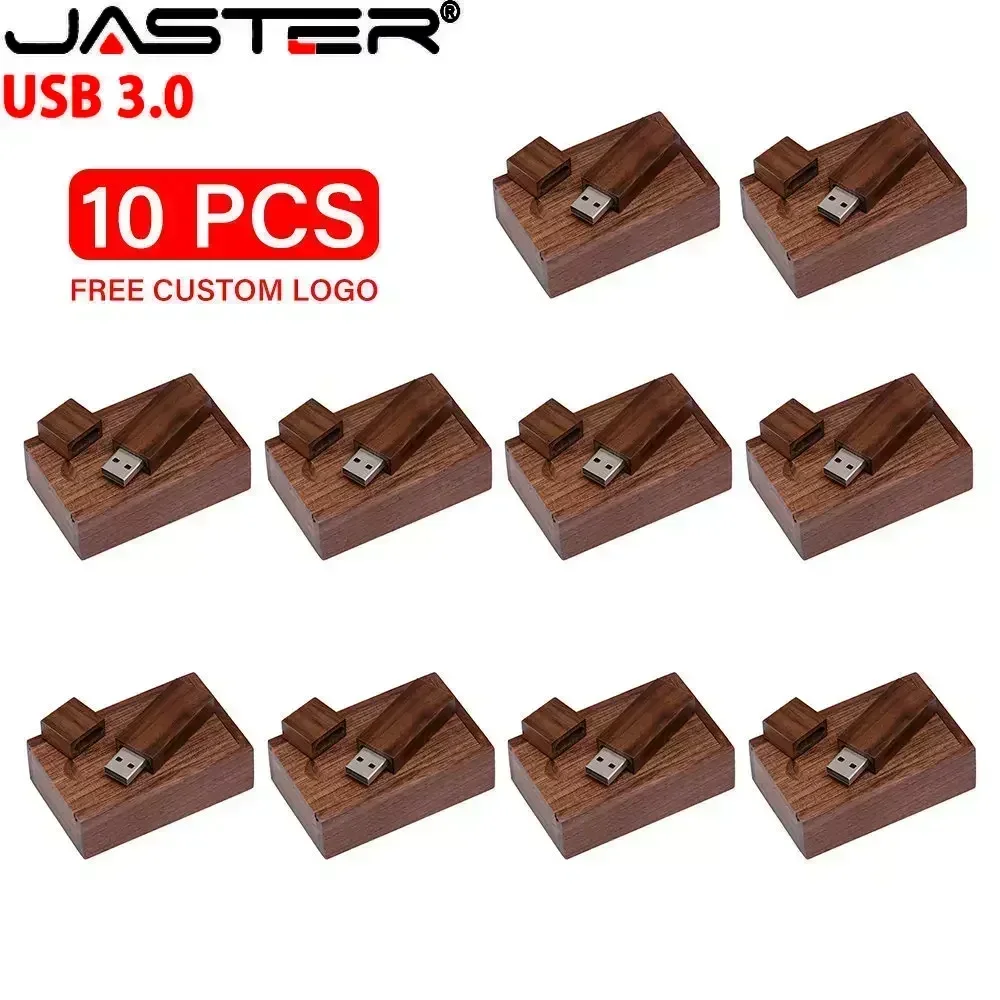 USB Flash Drive 10PCS LOT Wooden Box USB 3.0 Flash Drives 128GB 64GB 32GB 16GB 8GB 4GB