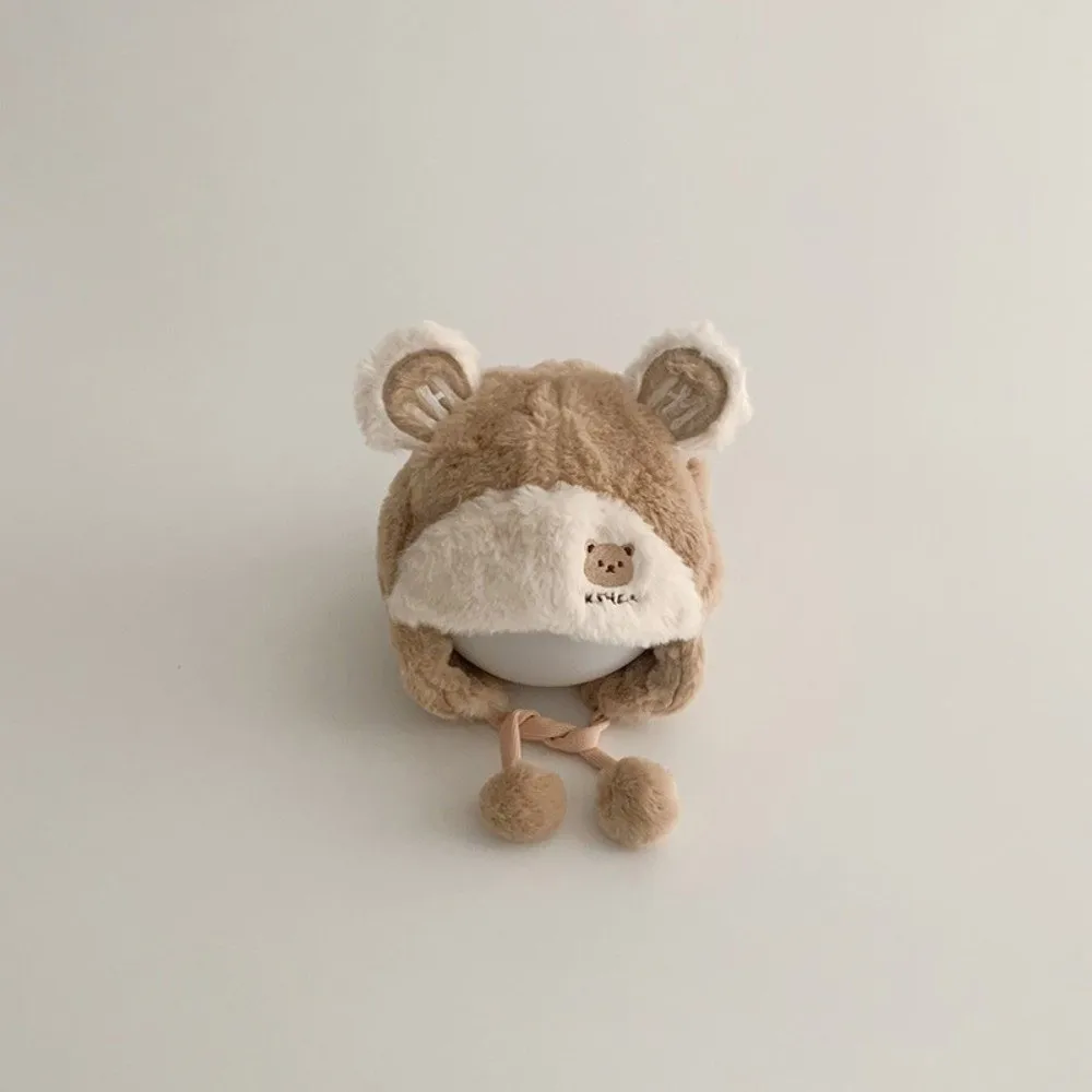 New Warm Pullover Cap Coldproof Cute Bear Beanie Hat Knitted Windproof Ear Protection Hat