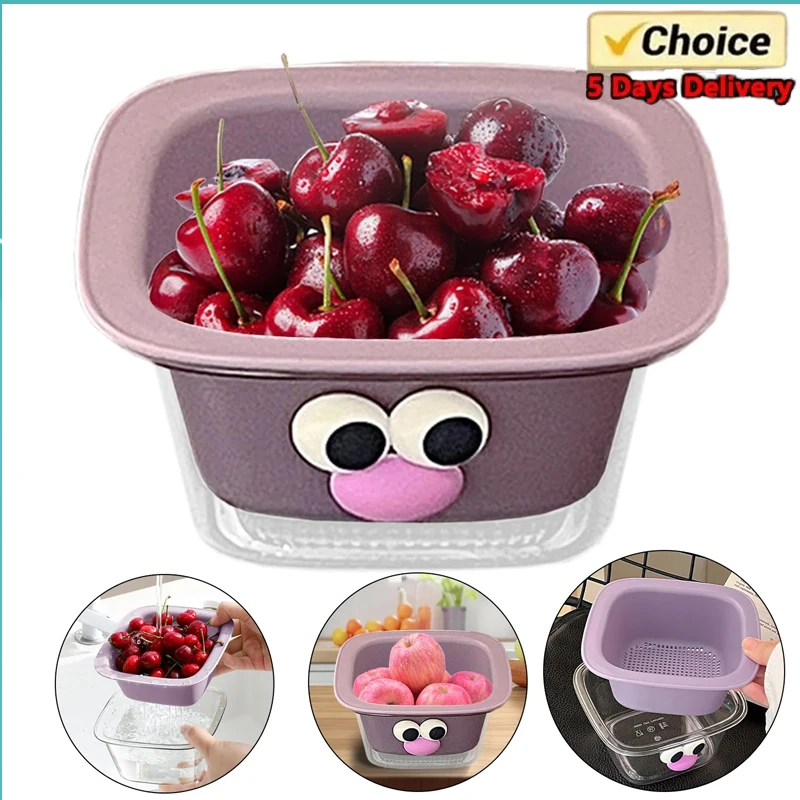 1-10PCS Drainage Basket for Home Use Cute Fruit Basket Cleaning Water Filtration 2 in 1 Thickened Fruit Plate Dishwashing