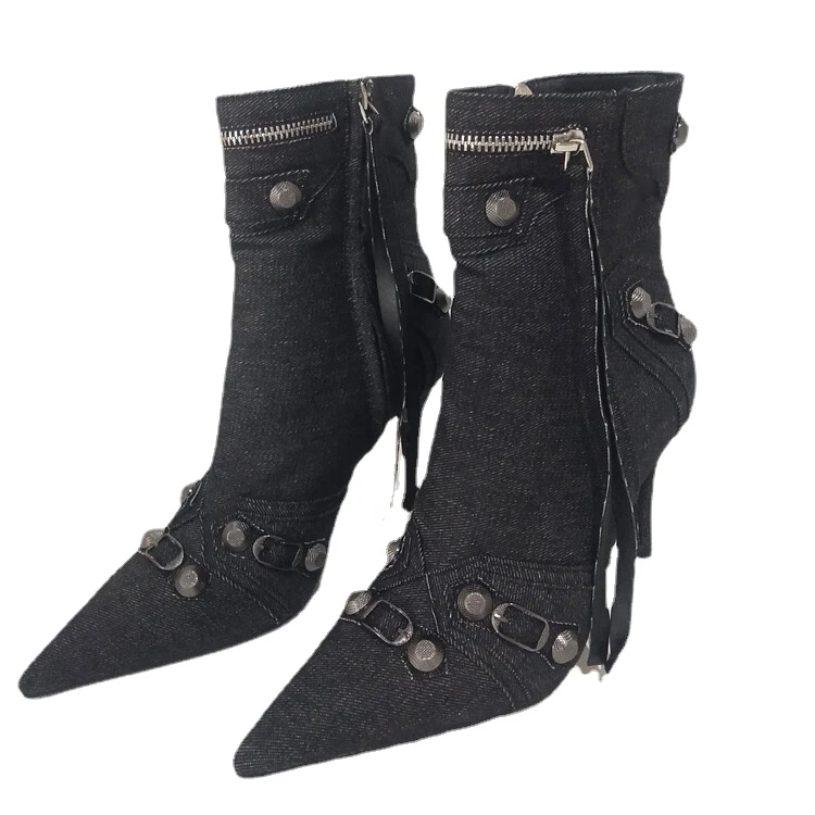 

High Quality Knee Length Boots From Europe and America 2023 Fashion Spicy Girl Motorcycle Boots Riveted Tassel Boots Boots