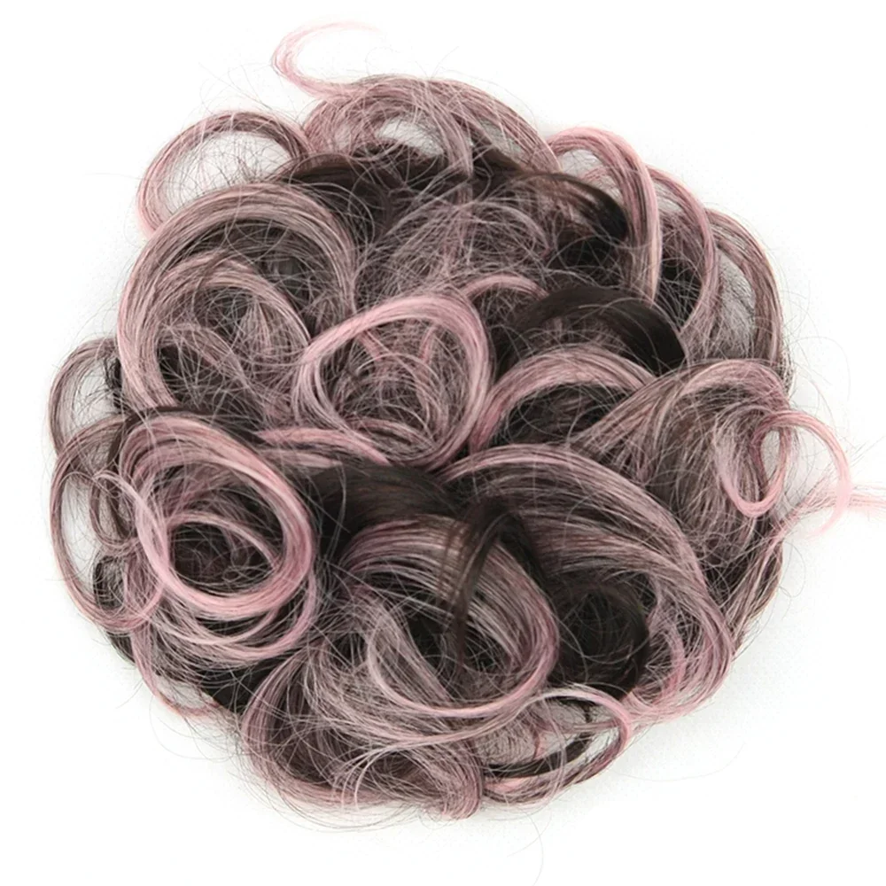 Soowee Synthetic Messy Bun 퍼플 업두 헤어밴드 유연한 스크런치 곱슬머리 헤어피스 시뇽 헤드밴드 스크런치