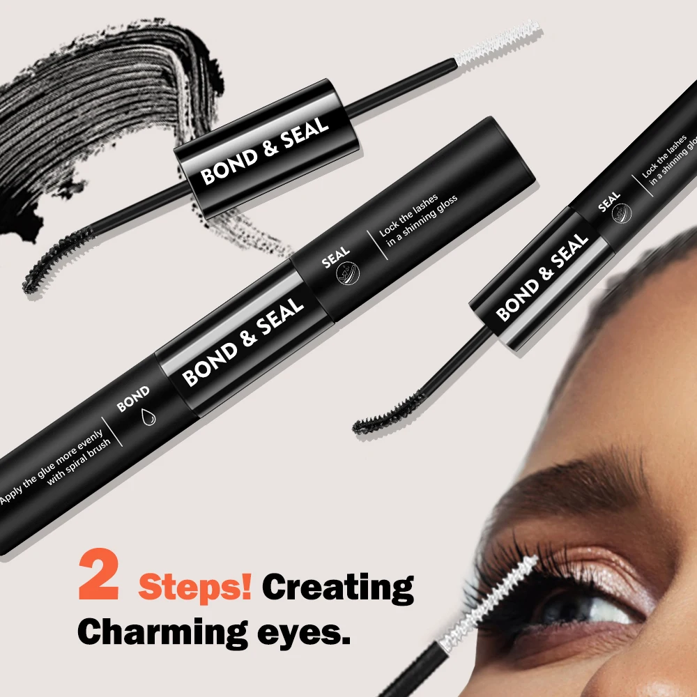 EASITENSION Glue False Eyelashes New Double Heads 2 In 1 Bond and Seal Lash Glue ,Waterproof Long Lasting 3