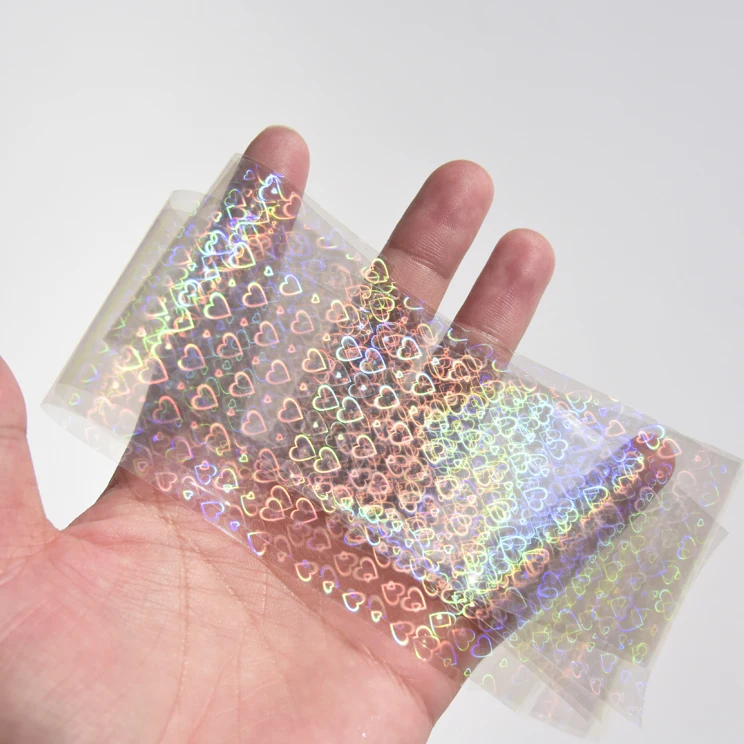100cm Clear Laser Heart Nail Foils Holo Heart Beam Foil Paper For Nial Art Decoration Tools Hot Stamping Transfer Foil Sticker 3
