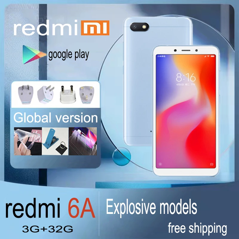 tmobile android phones Wholesale sales global version xiaomi redmi 6A smartphone mobilephone straight talk cell phones unlock android good cell phone for gaming